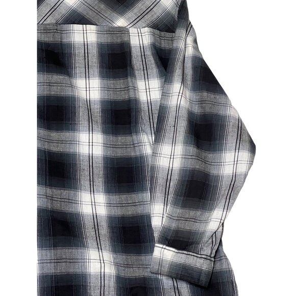 Class by Just Class Women Plaid Long Sleeve Button-Up Shirt Size L Black & White - Picture 10 of 16